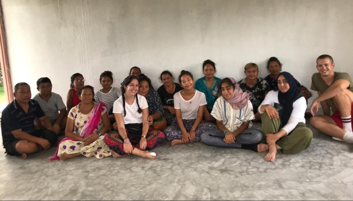 Research interns from the University of Nottingham meet female farmers in Nepal