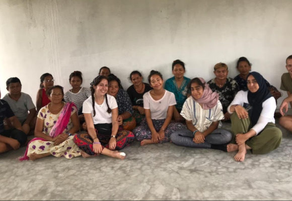 Research interns from the University of Nottingham meet female farmers in Nepal