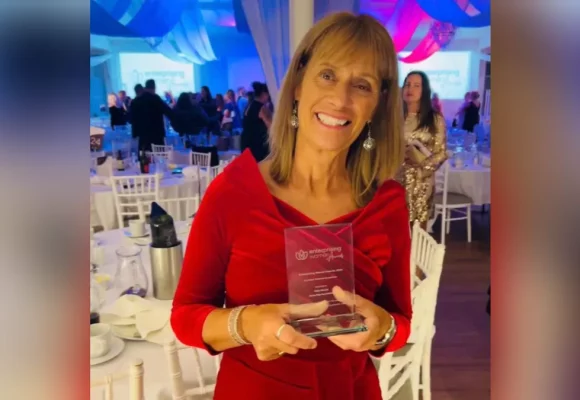 Mary Storrie, CEO of the Rosie May Foundation, was given a special award by the Enterprising Women co-chairs