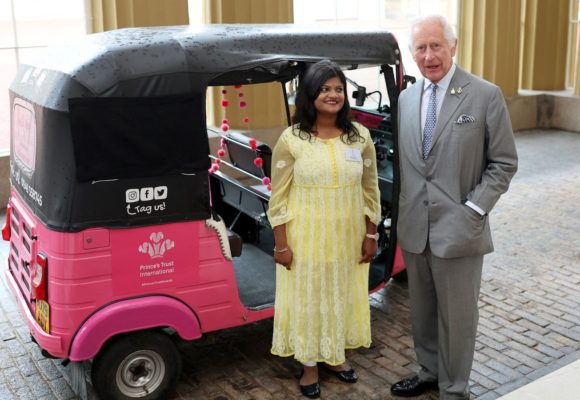 The King got the chance to marvel at our pink tuk tuk as it was parked up at Buckingham Palace